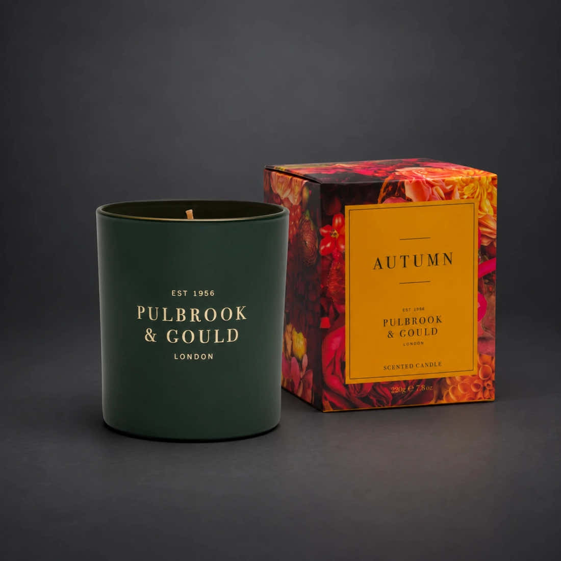 Pulbrook & Gould Autumn scented candle in its branded gift box