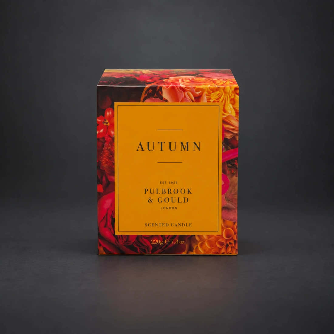 Pulbrook & Gould Autumn scented candle with gift box, amber and patchouli fragrance