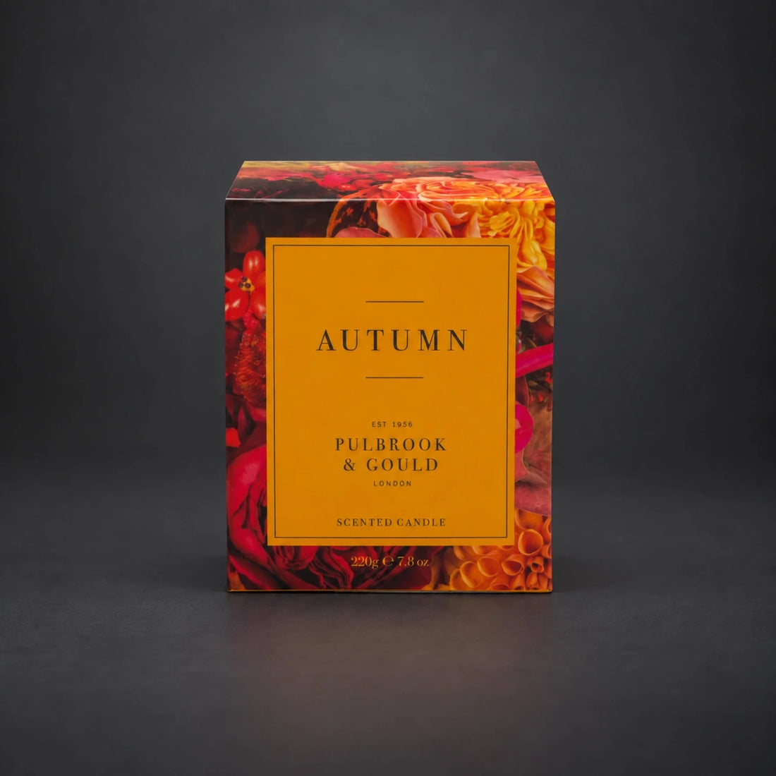 Pulbrook & Gould Autumn scented candle with gift box, amber and patchouli fragrance