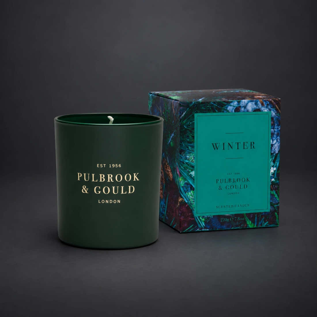 Pulbrook & Gould Winter scented candle in its branded gift box