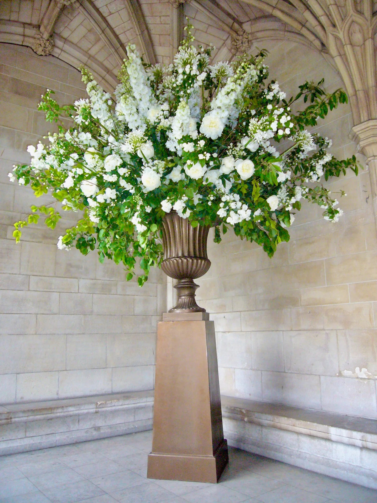 Funeral flowers styled for a church service in London, by Pulbrook & Gould