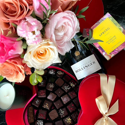 
                    
                      Constance Gift Set by Pulbrook Gould gift set hamper for London delivery with white roses and seasonal flowers
                    
                  