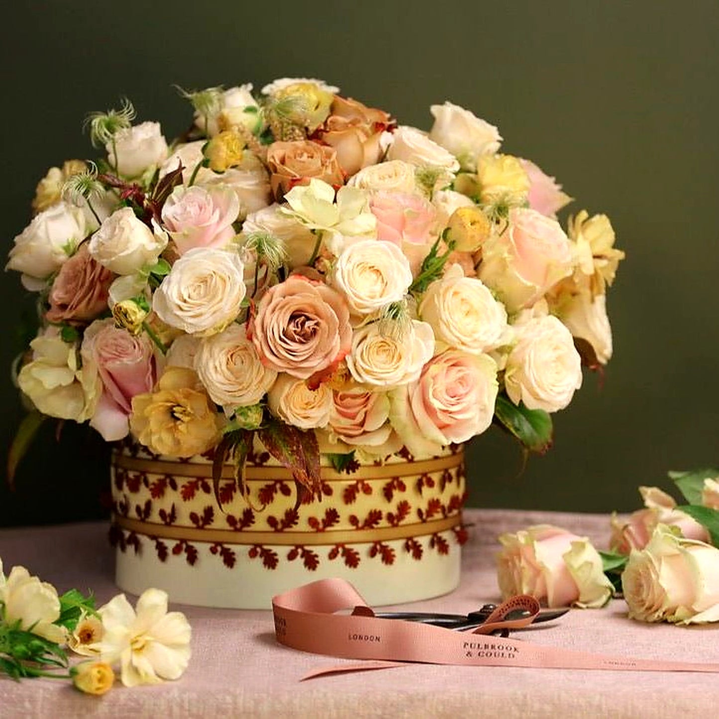 Floral Hatbox Class - table setting with flowers, by Pulbrook & Gould