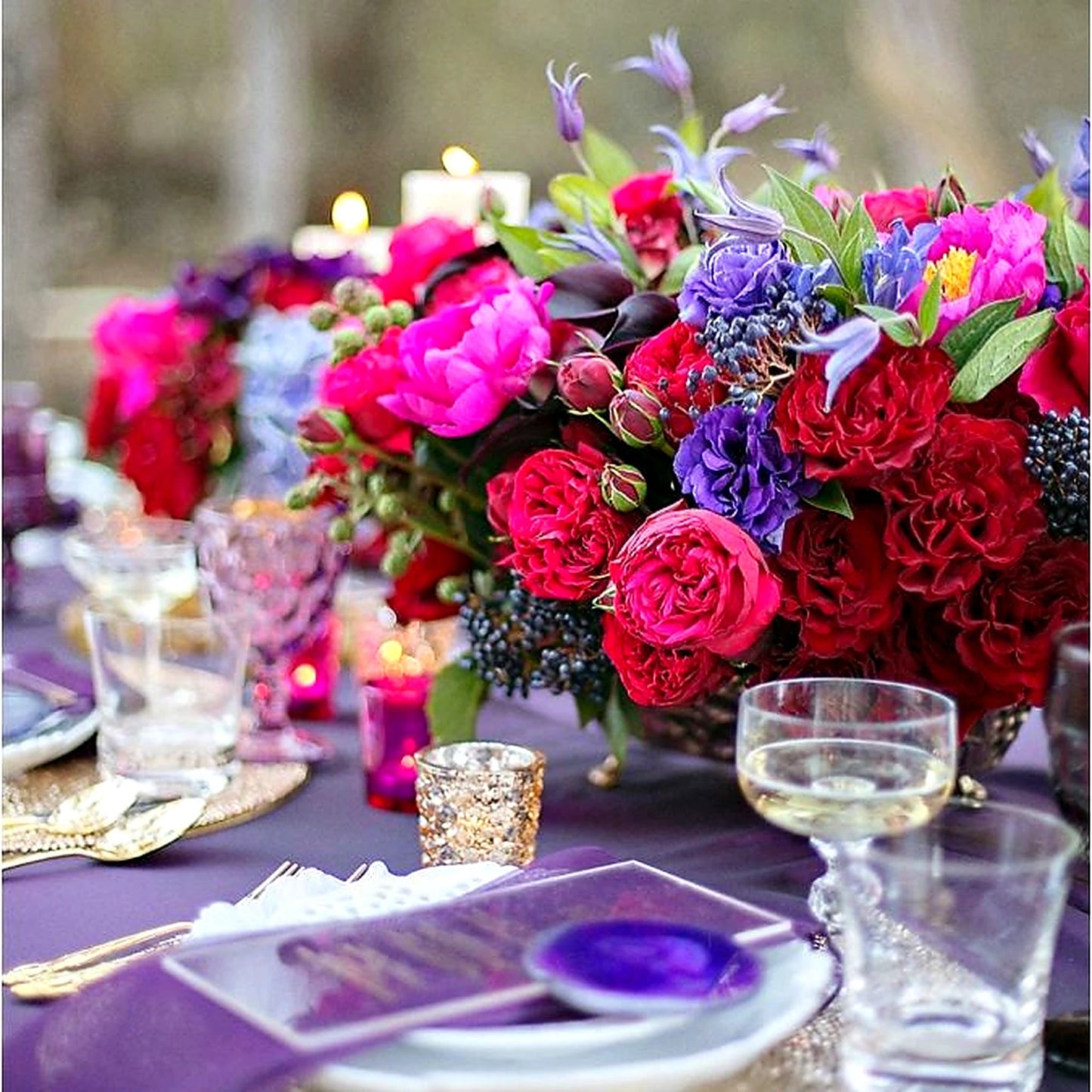 Floral Table Arrangements Class - dinner table centrepiece with candlelight, by Pulbrook & Gould