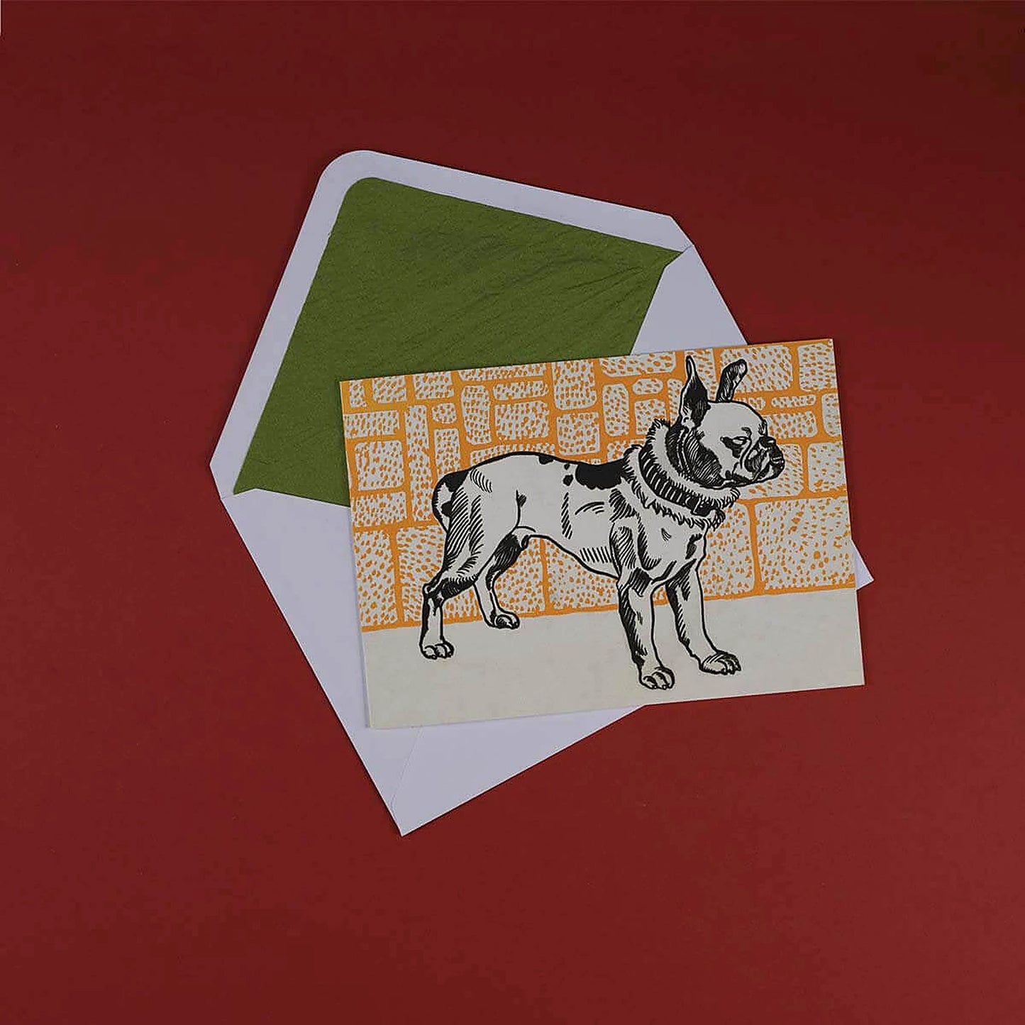 Luxury Greeting Cards by Pulbrook Gould A5 greeting card with vintage botanical dog illustration and blank interior