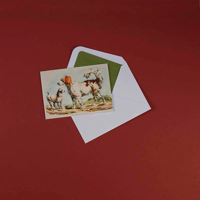 
                    
                      Luxury Greeting Cards by Pulbrook Gould A5 greeting card with vintage dogs illustration on red background
                    
                  