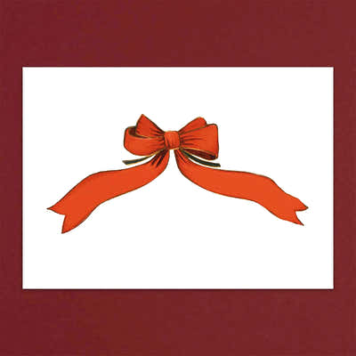 
                    
                      Luxury Greeting Cards by Pulbrook Gould, A5 notecard with red ribbon bow and blank interior
                    
                  
