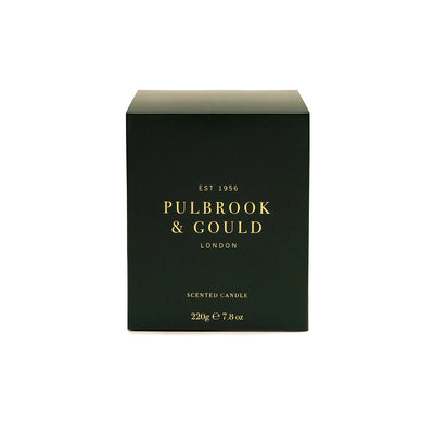
                    
                      Pulbrook and Gould Signature Scented Candle, black glass jar with gold lettering, hand poured in the UK
                    
                  