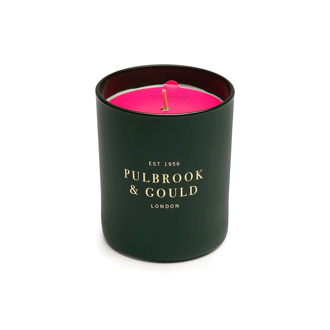 Pulbrook and Gould Summer Scented Candle in deep green with hand poured wax and a bright pink flame