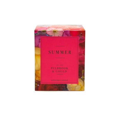 
                    
                      Pulbrook and Gould Summer Scented Candle in pink with hand poured floral oils for summer garden ambience
                    
                  