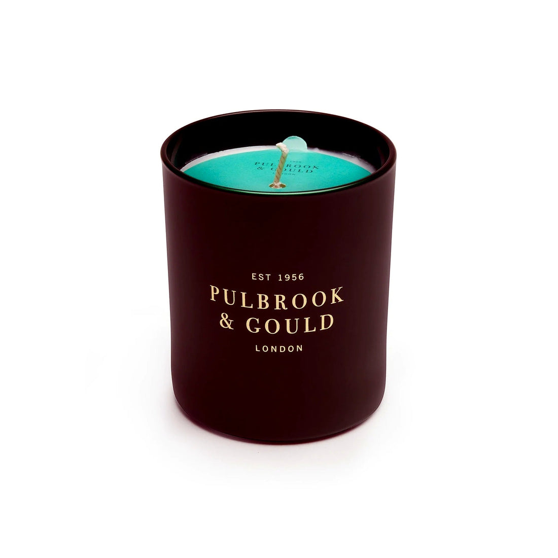 Pulbrook and Gould Winter Scented Candle in deep burgundy with fir and eucalyptus scent profile