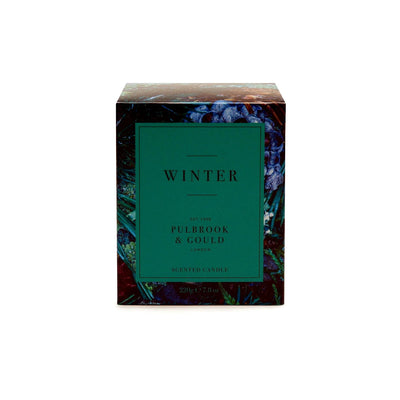 
                    
                      Pulbrook Gould Winter Scented Candle green glass jar, fir and eucalyptus scent profile for indoor winter use
                    
                  