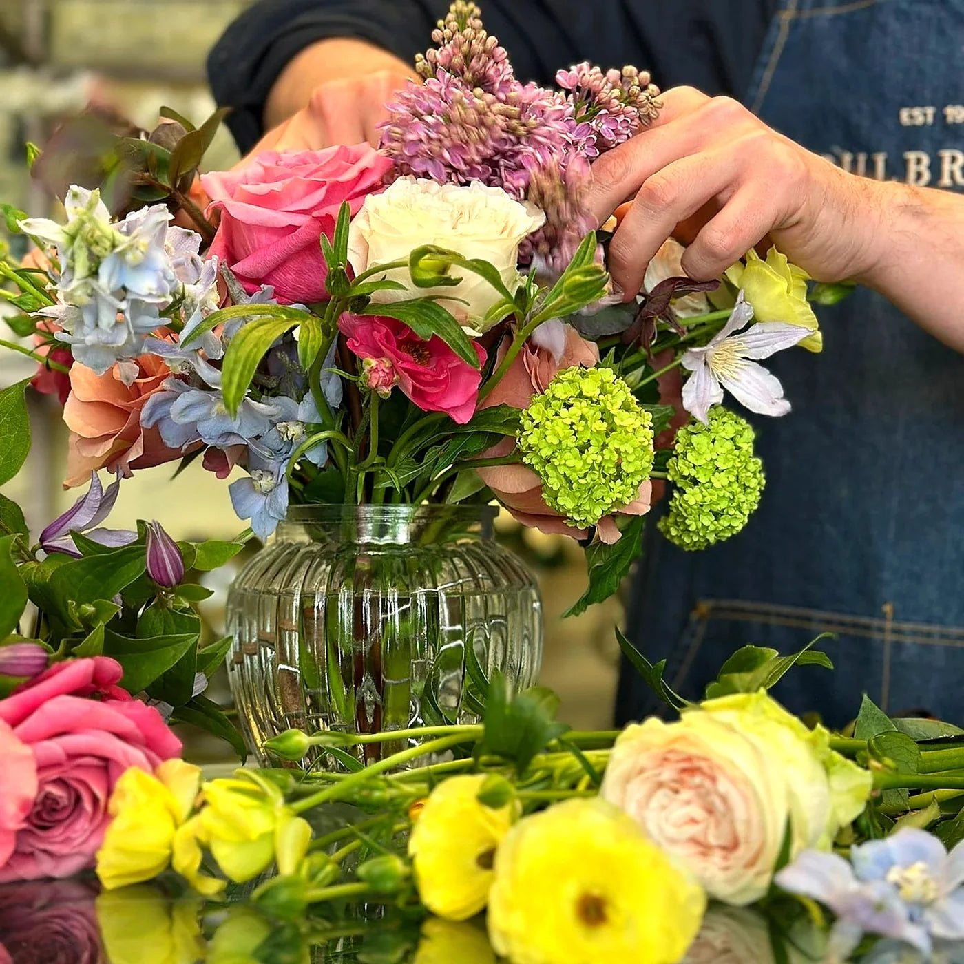 Seasonal Vase Arrangement Class - spring toned vase arrangement, by Pulbrook & Gould