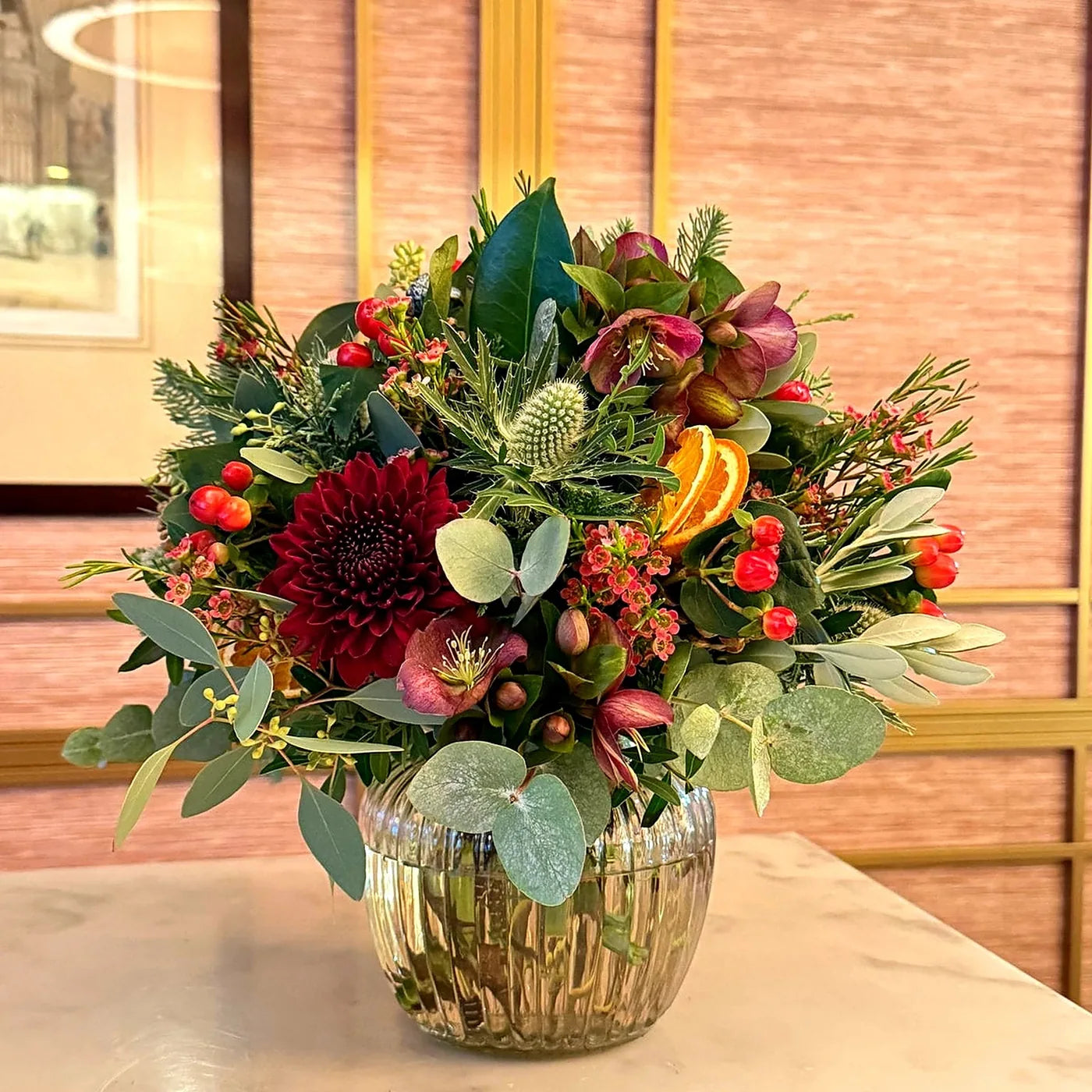 Seasonal Vase Arrangement Class - the Blitzen posy arrangement, by Pulbrook & Gould
