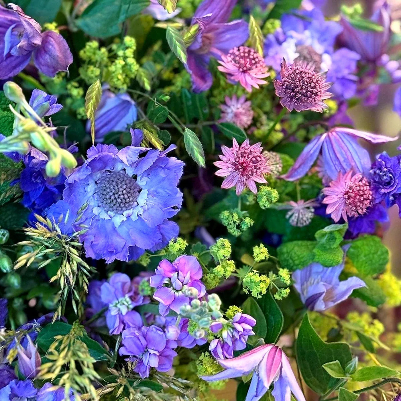 Summer Blues bouquet - detail view, by Pulbrook & Gould