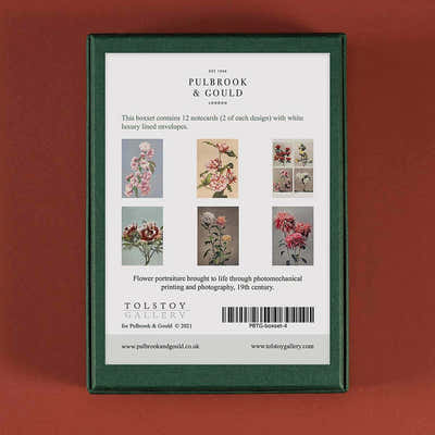 
                    
                      Tolstoy Gallery Greetings Card Box Set- Flowers by Pulbrook Gould, green box with 12 A6 notecards
                    
                  