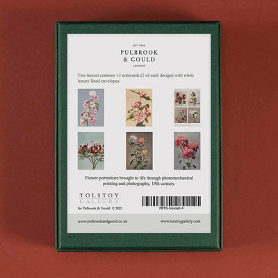 
                    
                      Tolstoy Gallery Greetings Card Box Set- Flowers by Pulbrook Gould, green box with 12 A6 notecards
                    
                  