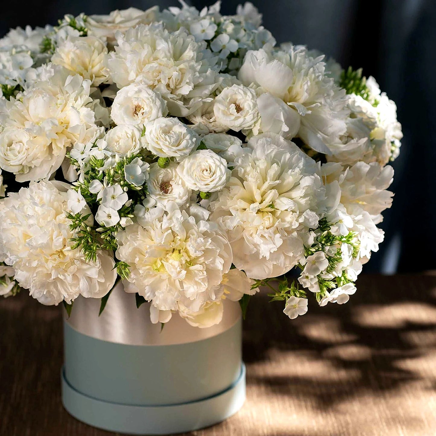 White Hatbox - luxury flower gift box, design 1, by Pulbrook & Gould
