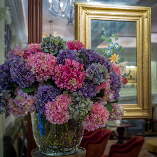 Large Mixed Faux Hydrangea Vase Arrangement - Pulbrook and Gould Flowers London